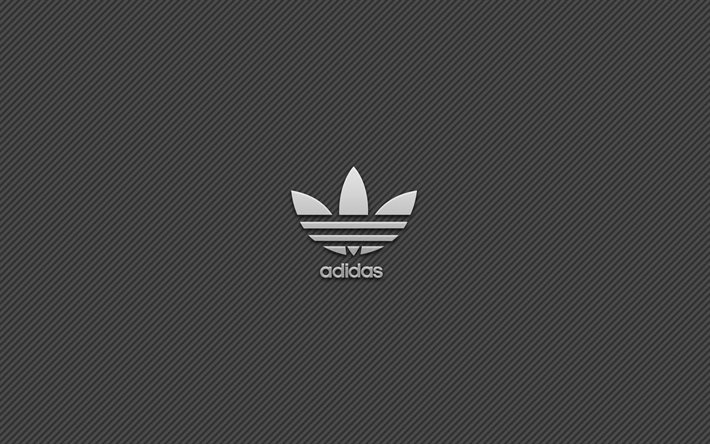 logotipo de adidas, las rayas, adidas (fondo gris