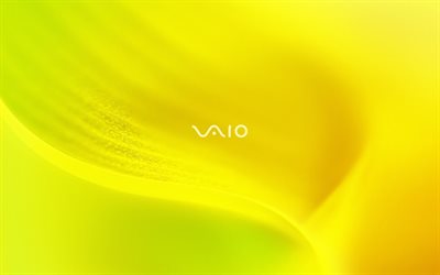 vaio, sony, yellow background, logo