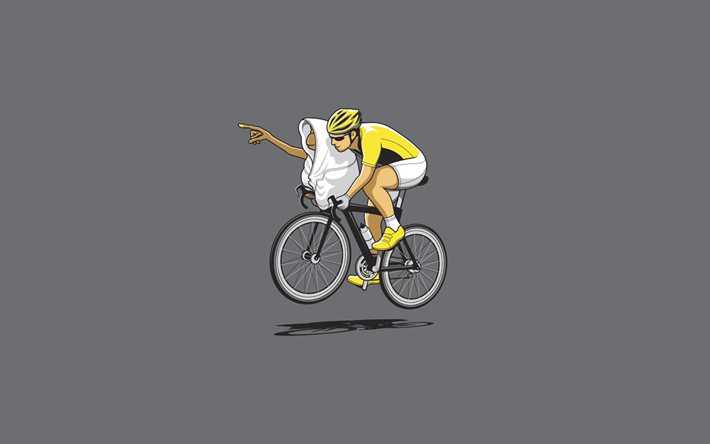 cyclist, monkey, minimalism, bike