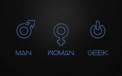 mulher, homem, sinais, geek