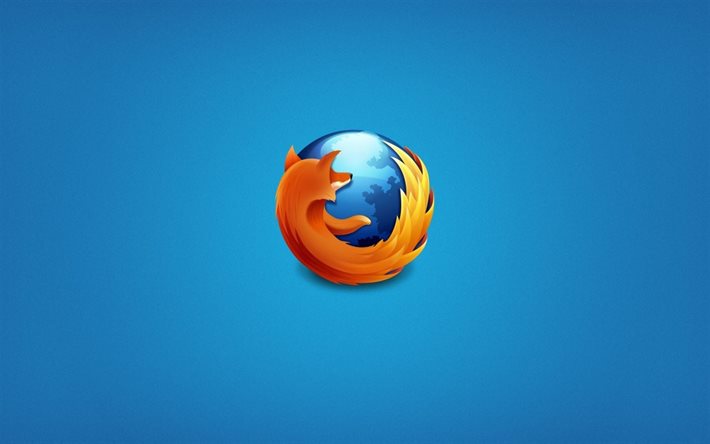 logo, mozilla firefox, sfondo blu, browser