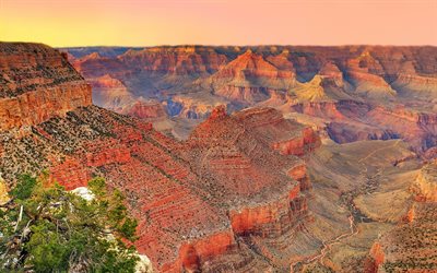 der grand canyon national park, usa, berge, sonnenuntergang, arizona