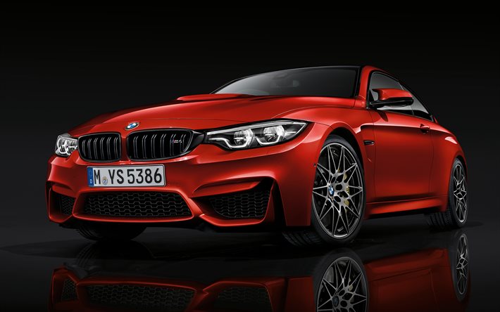 BMW M4, 2018 cars, red m4, studio, BMW