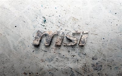 msi 스톤 로고, 4k, 돌 배경, msi 3d 로고, 브랜드, 창의적인, msi 로고, 그런지 아트, msi