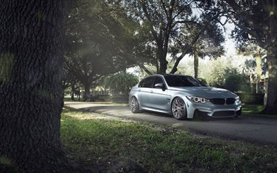 BMW M3 F80, 2016 voitures, route, supercars, argent bmw
