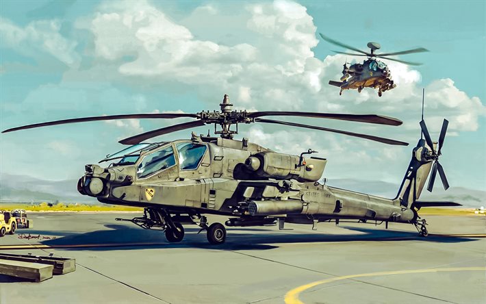 McDonnell Douglas AH-64 Apache, US Main Attack Helicopter, US Army, Hughes Model 77, AH-64, US Air Force, military helicopters