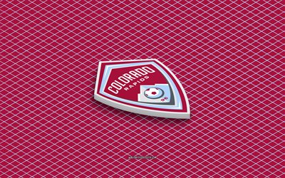 4k, Colorado Rapids isometric logo, 3d art, American soccer club, isometric art, Colorado Rapids, purple background, MLS, USA, soccer, isometric emblem, Colorado Rapids logo