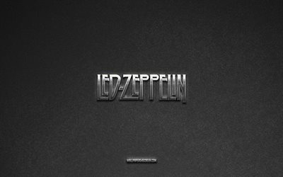 logotipo de led zeppelin, marcas, fondo de piedra gris, emblema de led zeppelin, logotipos populares, led zepelín, letreros metalicos, logotipo metálico de led zeppelin, textura de piedra