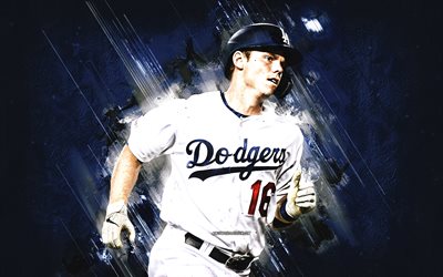 Will Smith, Los Angeles Dodgers, MLB, blue stone background, portrait, William Dills Smith, Major League Baseball, baseball, american baseball player