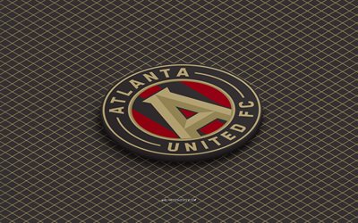 4k, Atlanta United FC isometric logo, 3d art, American soccer club, isometric art, Atlanta United FC, black background, MLS, USA, soccer, isometric emblem, Atlanta United FC logo, Atlanta Utd