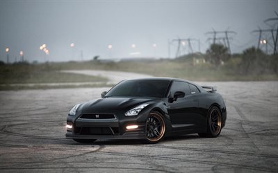 Nissan GTR, 2016, Forged Attack, tuning, sport coupe, black GTR