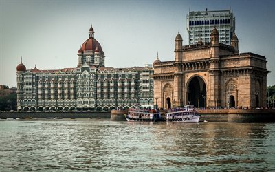indien, mumbai, fluss, alte architektur
