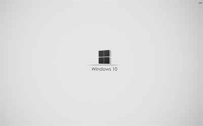 10 Windows, gri arka plan, minimal, Microsoft