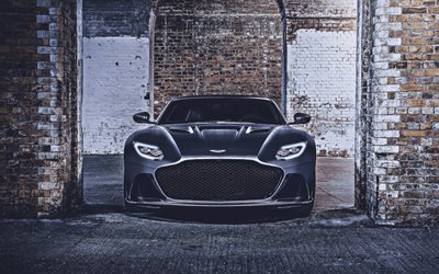 Aston Martin DBS Superleggera, 4k, front view, 2022 cars, supercars, Black Aston Martin DBS, british cars, Aston Martin