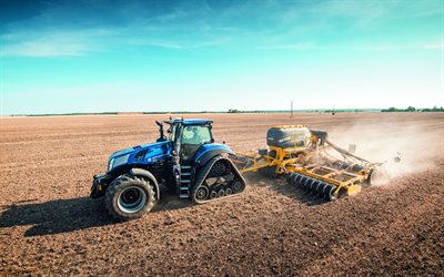 new holland t8 genesis, trattori agricoli, lavorazione del campo, trattore cingolato, t8435 genesis, macchine agricole, trattori moderni, new holland