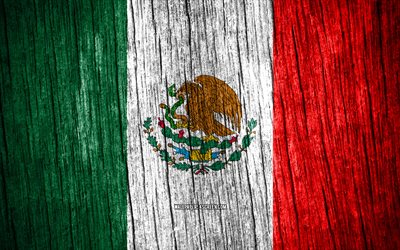 4K, Flag of Mexico, Day of Mexico, North America, wooden texture flags, Mexican flag, Mexican national symbols, North American countries, Mexico flag, Mexico