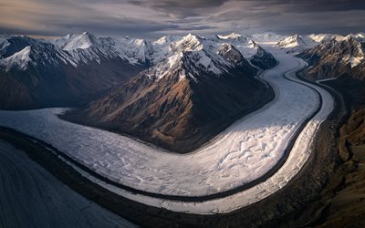 क्लुआन नेशनल पार्क, ग्लेशियरों, पहाड़ी चोटियाँ, सुंदर प्रकृति, पहाड़ों, कनाडा के स्थलचिह्न, युकोन क्षेत्र, कनाडा, सबसे ऊँची चोटियाँ