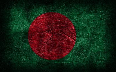 4k, バングラデシュの旗, 石の質感, 石の背景, グランジアート, バングラデシュの国家のシンボル, バングラデシュ