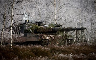 leopard 2a7, forêt, char de combat principal allemand, bundeswehr, armée allemande, chars allemands, leopard 2, véhicules blindés, mbt, chars