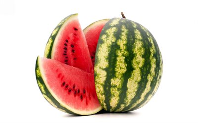 vattenmelon, bär, skär vattenmelon, vattenmelon på en vit bakgrund, frukt, sommar
