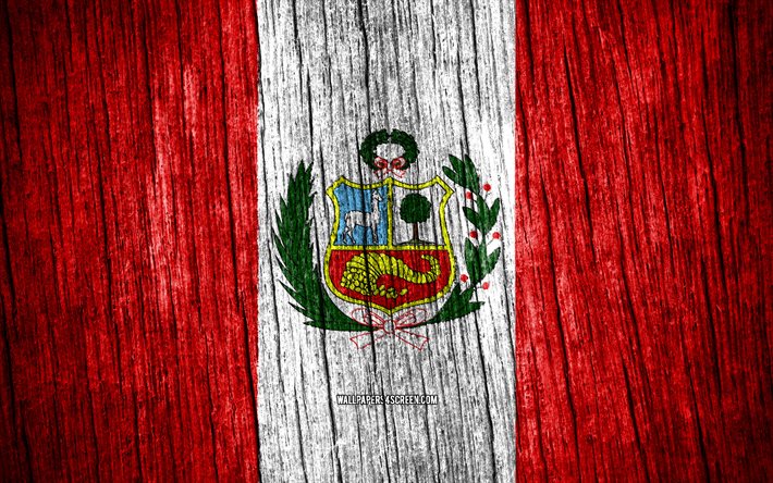 4k, ペルーの旗, ペルーの日, 南アメリカ, 木製のテクスチャフラグ, ペルーの国家のシンボル, 南アメリカ諸国, ペルー