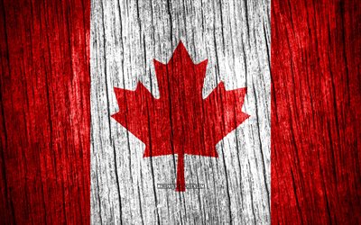 4K, Flag of Canada, Day of Canada, North America, wooden texture flags, Canadian flag, Canadian national symbols, North American countries, Canada flag, Canada