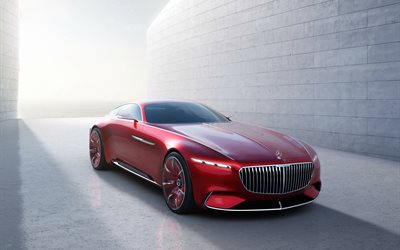 मर्सिडीज-बेंज दृष्टि Maybach 6 अवधारणा, 2016, supercars, कूप, लाल मर्सिडीज