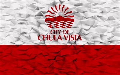Flag of Chula Vista, California, 4k, American cities, 3d polygon background, Chula Vista flag, 3d polygon texture, Day of Chula Vista, 3d Chula Vista flag, American national symbols, 3d art, Chula Vista, USA