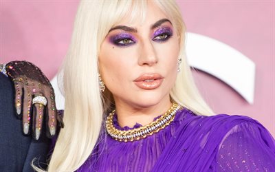 Lady Gaga, portrait, photoshoot, purple dress, American singer, Stefani Joanne Angelina Germanotta, world star, popular singers