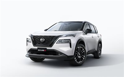 2022, Nissan X-Trail Nismo, front view, exterior, white SUV, white Nissan X-Trail, X-Trail tuning, Japanese cars, Nissan