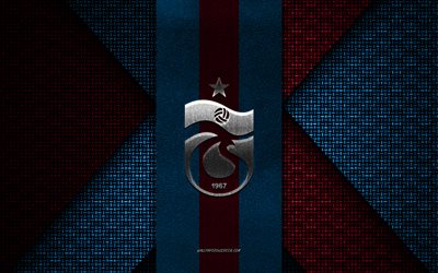 trabzonspor, super lig, blå vinröd stickad textur, trabzonspor logotyp, turkisk fotbollsklubb, trabzonspor emblem, fotboll, trabzon, turkiet