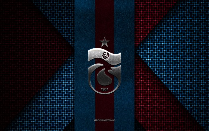 trabzonspor, super lig, blaue burgunder-strickstruktur, trabzonspor-logo, türkischer fußballverein, trabzonspor-emblem, fußball, trabzon, türkei