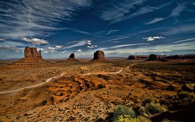 rock, clouds, monument valley, usa, desert