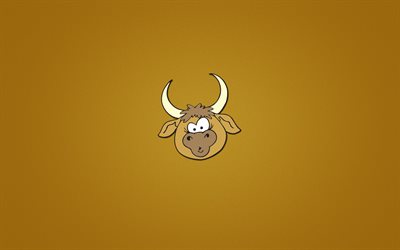 minimalism, bull, brown background