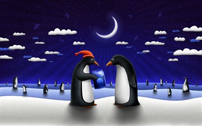 en invierno, los pingüinos, la noche, la abstracción