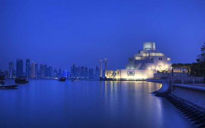 qatar, à doha, la nuit, le lac