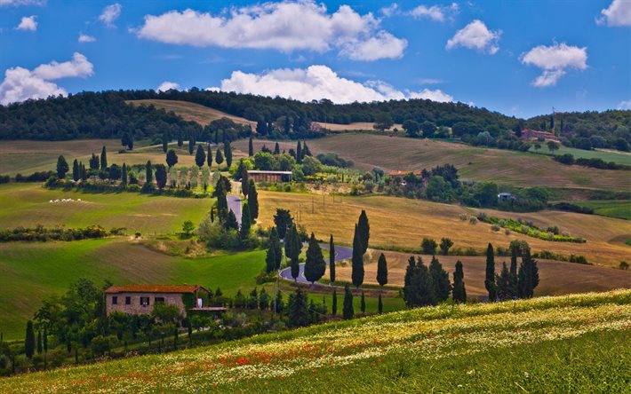 tuscany, इटली, lucca, परिदृश्य, पहाड़ियों