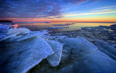 buz, kıyı, kış Alacakaranlık