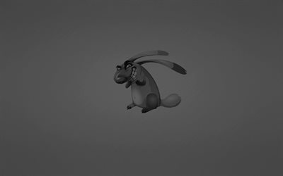 conejo, fondo gris, el minimalismo, el conejo