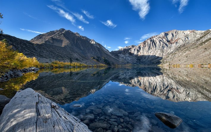 convict lake, estados unidos, california, las montañas, la reflexión, el lago dk