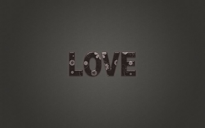 fondo gris, la inscripción, el amor, el minimalismo