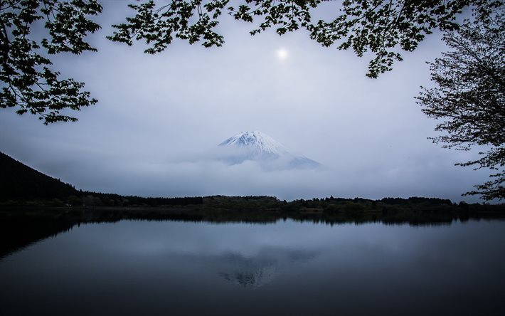 Volkan, göl fuji, Japonya, sabaha