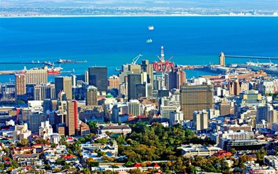 skyline, cape town, başkent, Güney Afrika Cumhuriyetleri, Güney Afrika