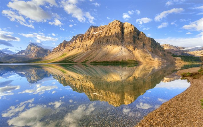 estados unidos, el lago, la reflexión, las montañas, la belleza