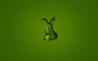 el minimalismo, el conejo, el fondo verde