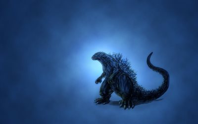 恐竜, 青色の背景, ミニマリズムにおけるメディウム