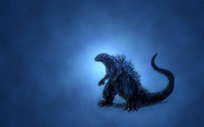 dinosaur, blue background, minimalism