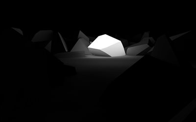 white stone, darkness, abstraction