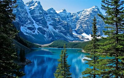 banff, en las montañas, el verano, el lago moraine, canadá, lago moraine