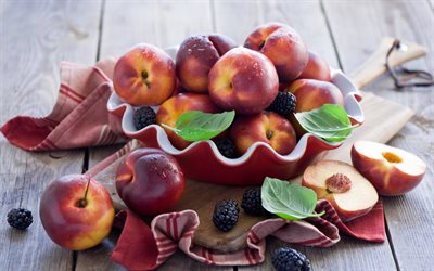 nektarin, persikor, frukt, nektariner